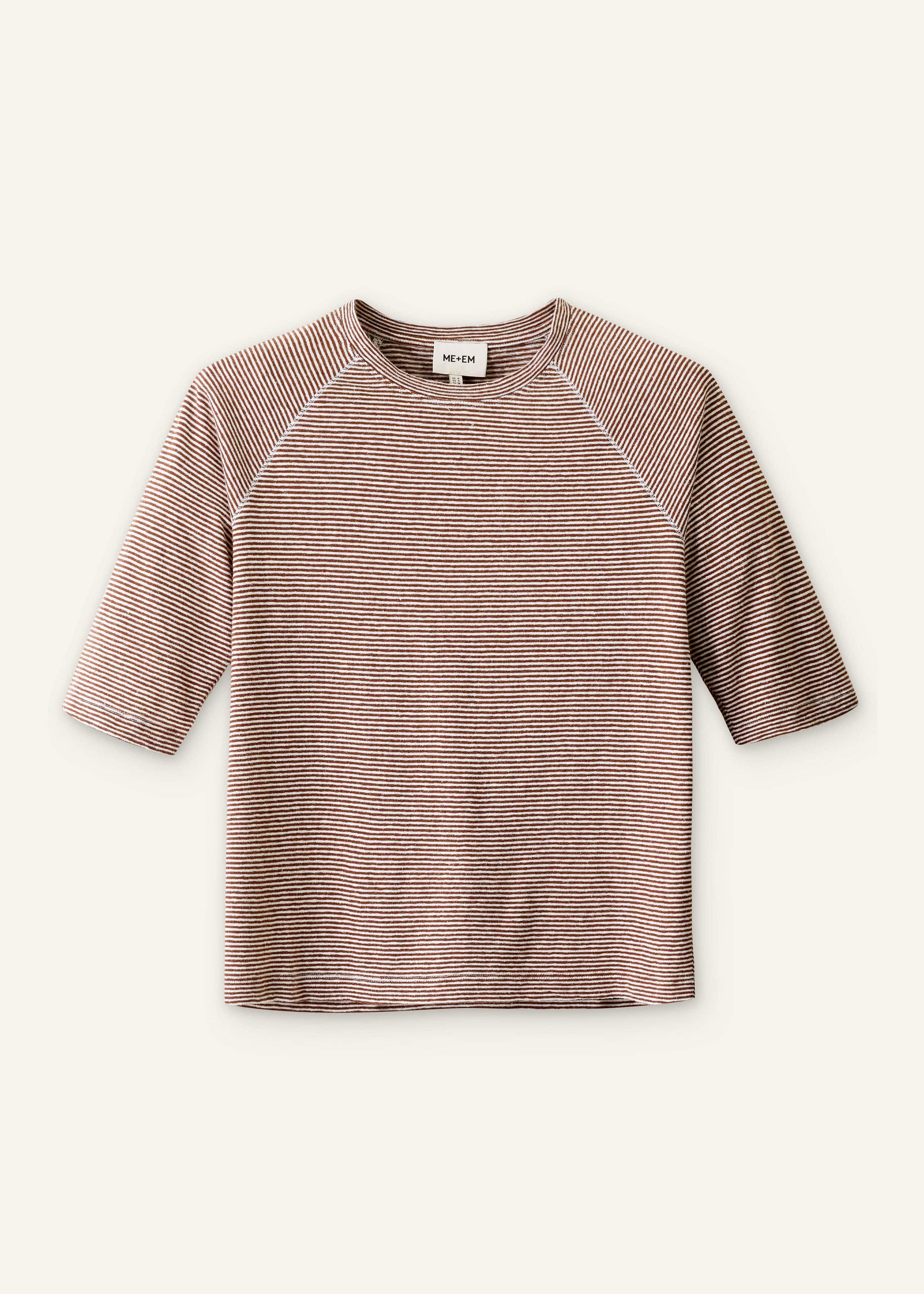 Cinnamon Soft Washed Stripe Raglan Tee