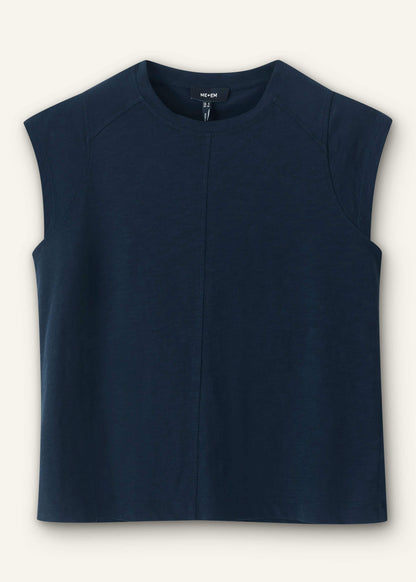Navy Cap Sleeve Crew Neck Swing Tee