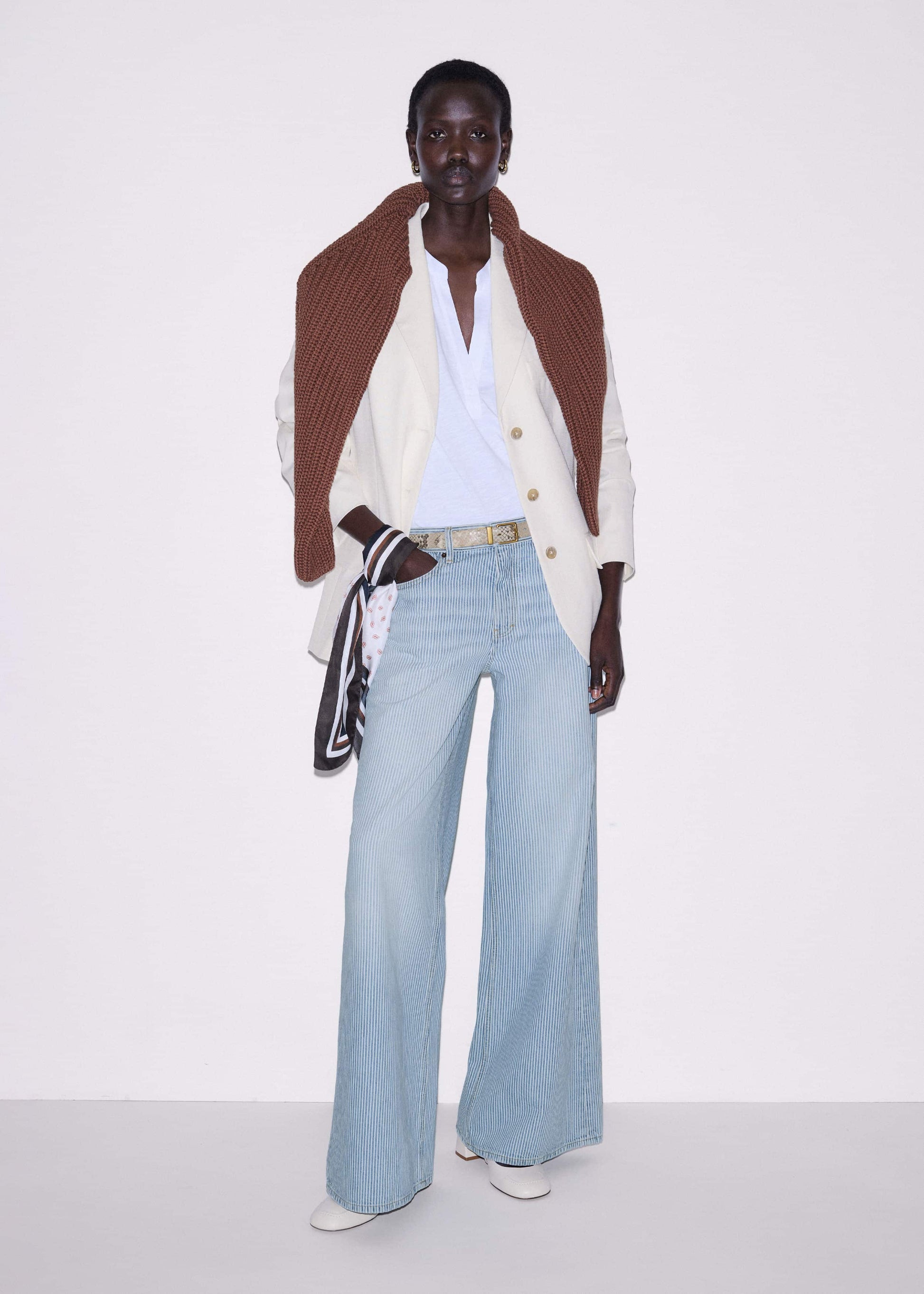White Open Placket Swing Top