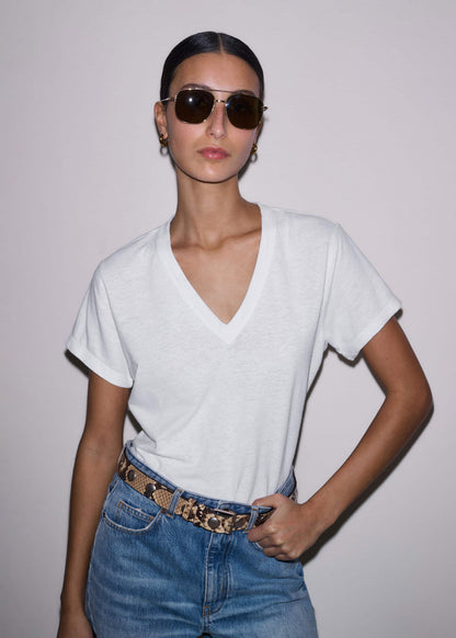 White Soft Washed V-Neck Tee