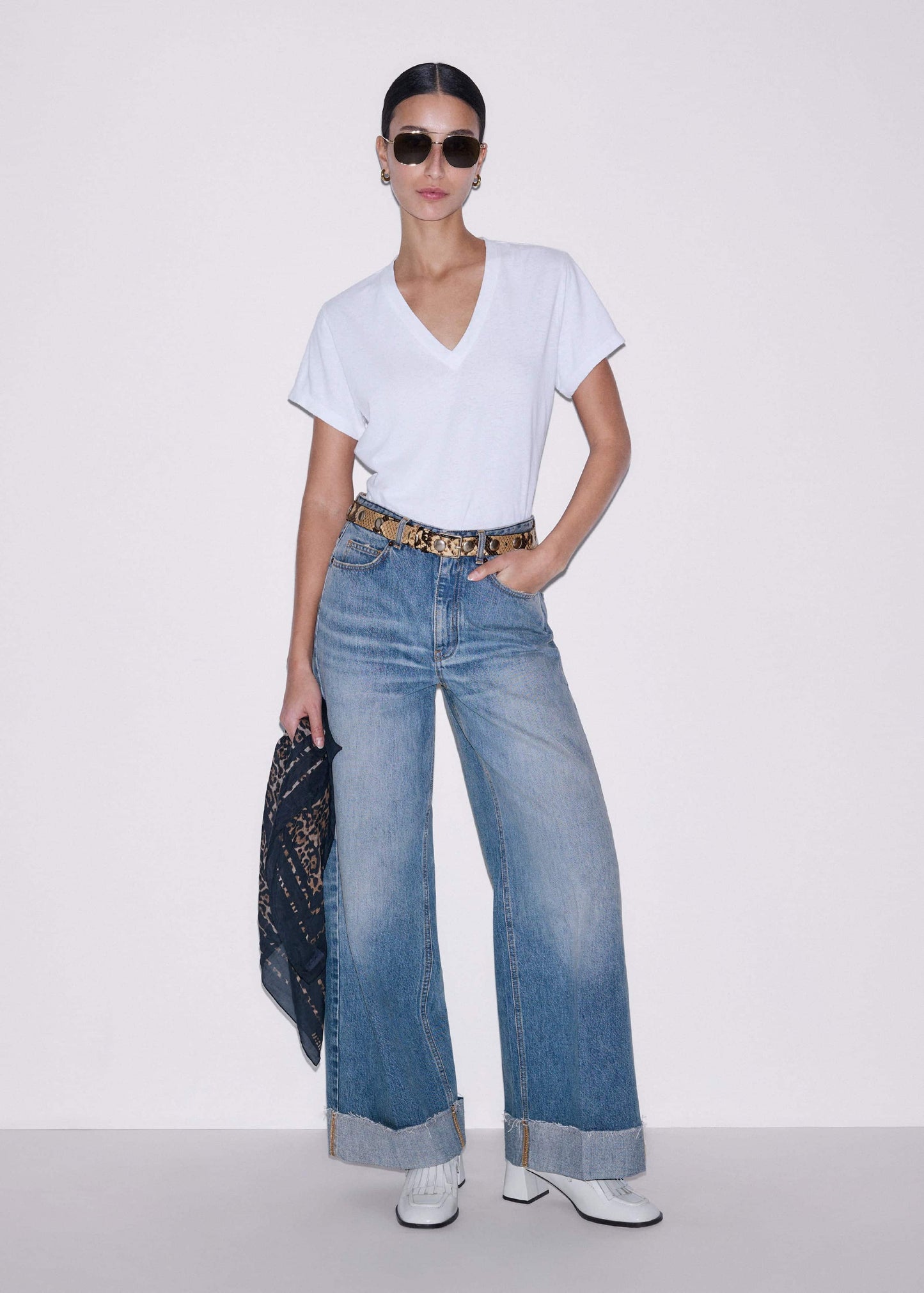 White Soft Washed V-Neck Tee