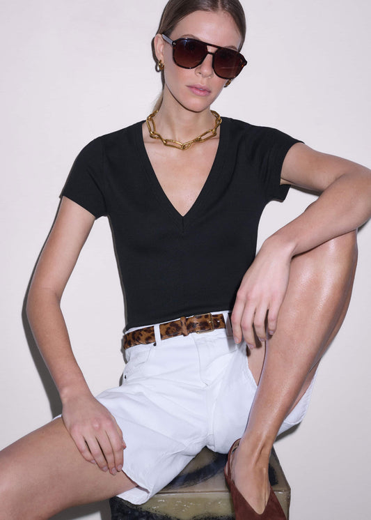 Black Ultimate Fitted Rib V-Neck Tee