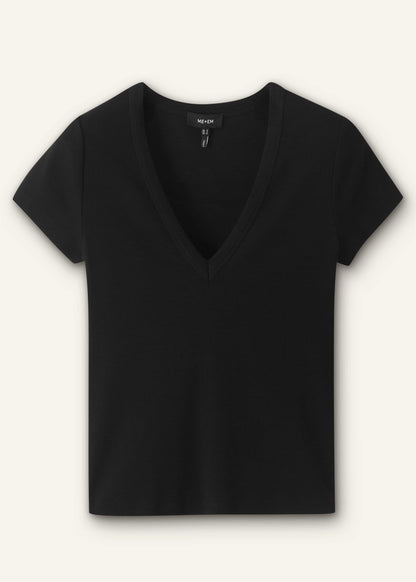 Black Ultimate Fitted Rib V-Neck Tee