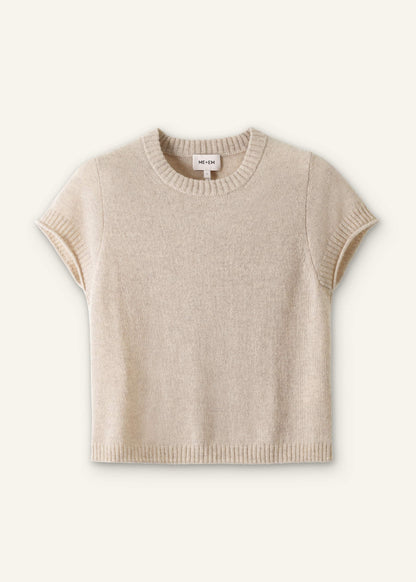 Oatmeal Cashmere Shrunken Knit Baby Tee