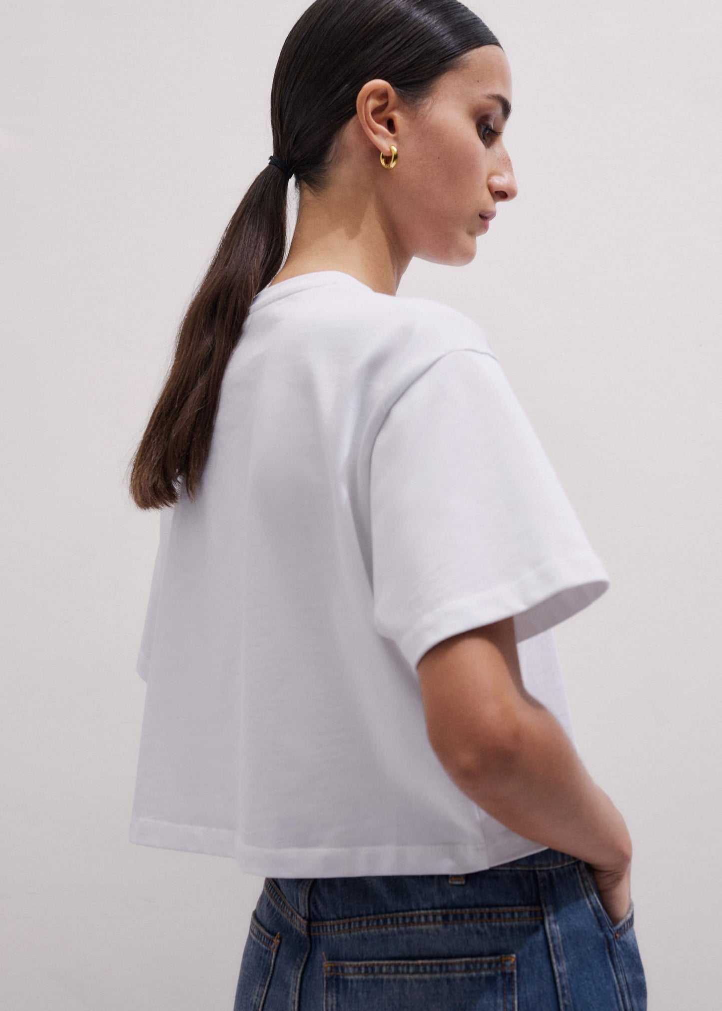 White Relaxed Cropped T-Shirt