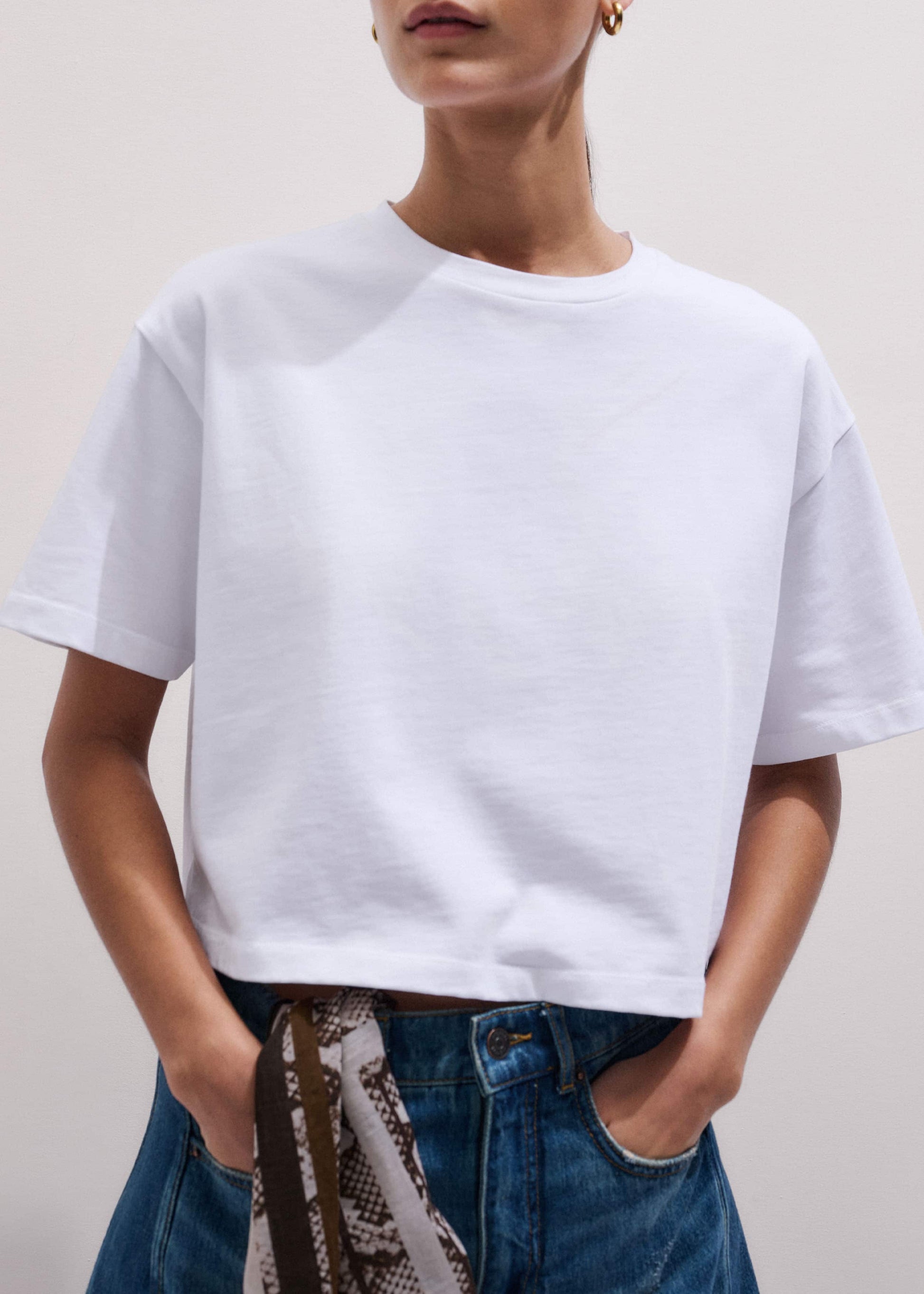 White Relaxed Cropped T-Shirt