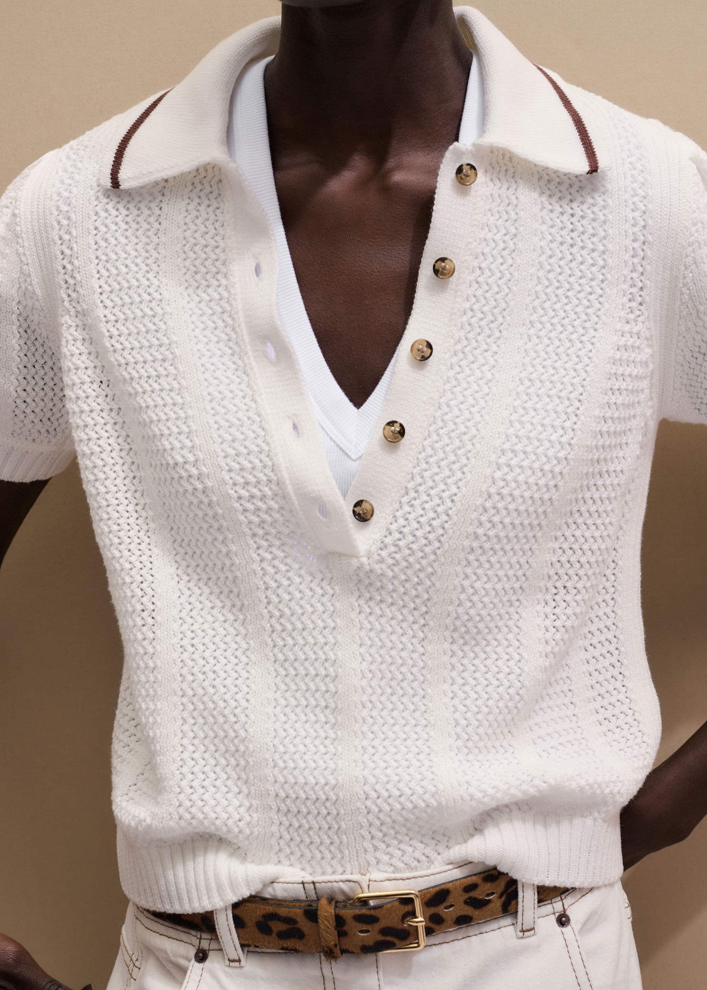 White Ultimate Fitted Rib V-Neck Tee