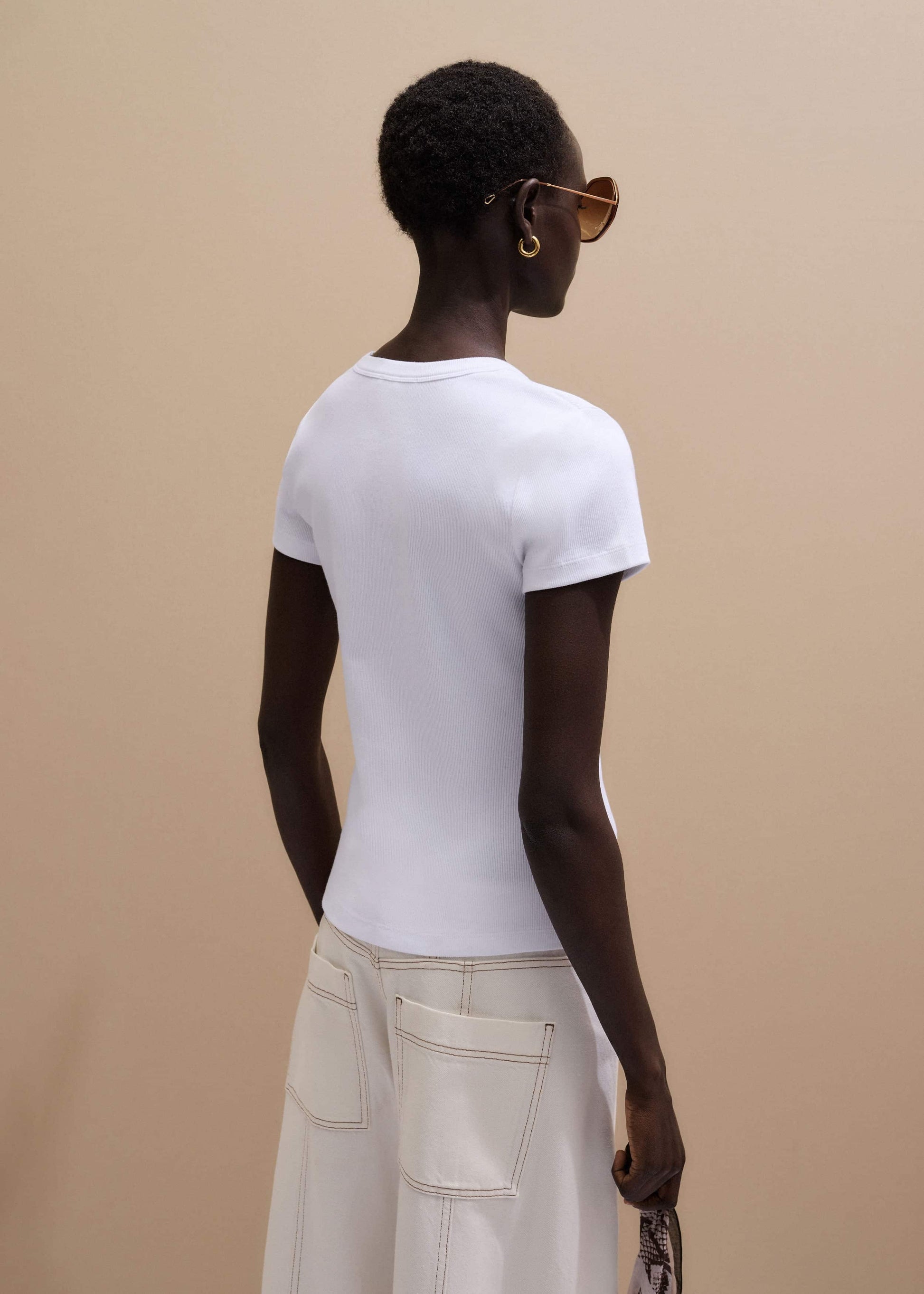 White Ultimate Fitted Rib V-Neck Tee
