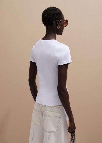 White Ultimate Fitted Rib V-Neck Tee