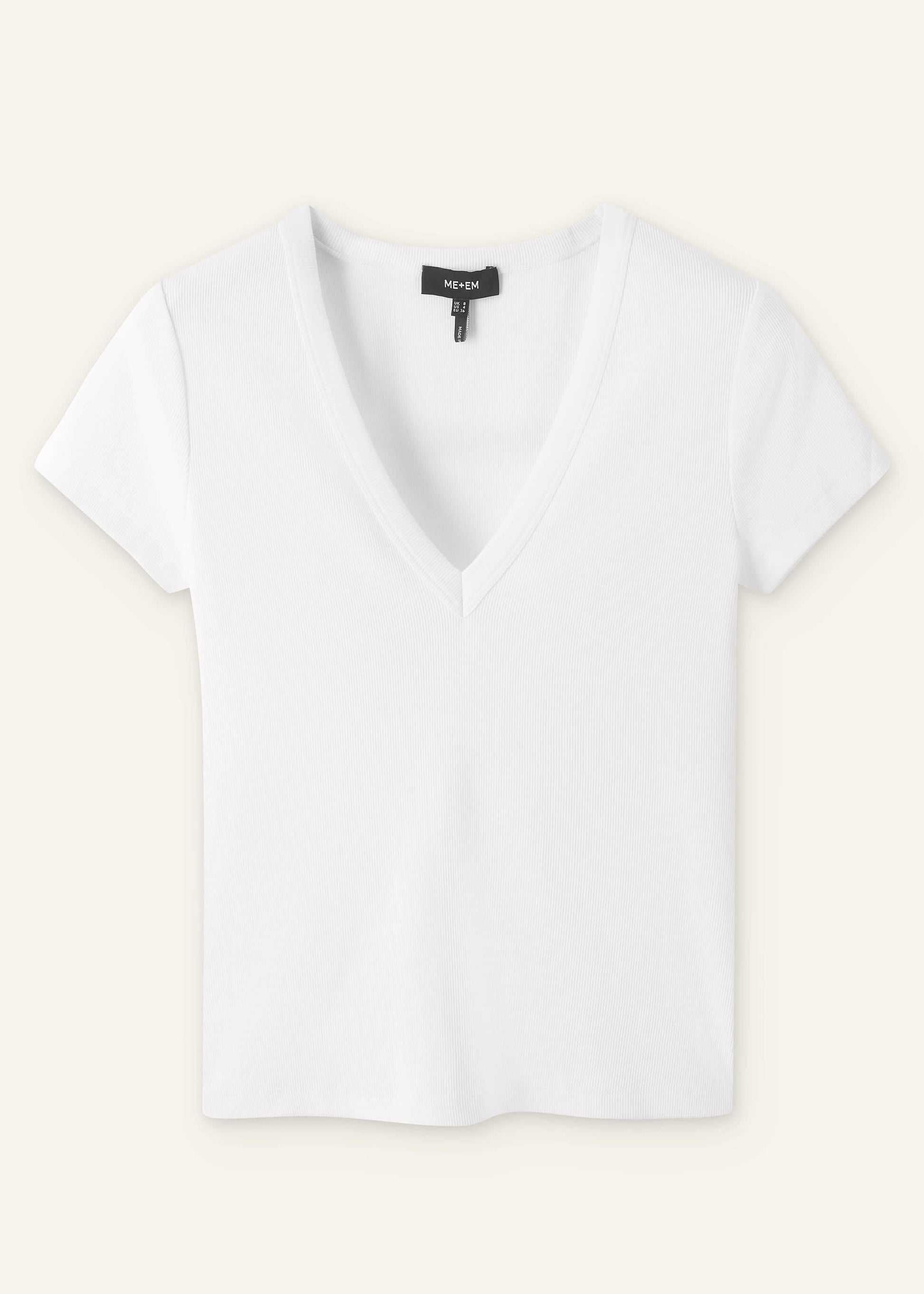 White Ultimate Fitted Rib V-Neck Tee