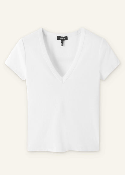 White Ultimate Fitted Rib V-Neck Tee