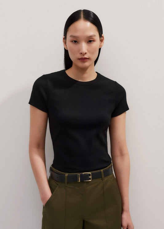 Black Ultimate Fitted Rib Crew Neck Tee