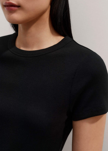 Black Ultimate Fitted Rib Crew Neck Tee
