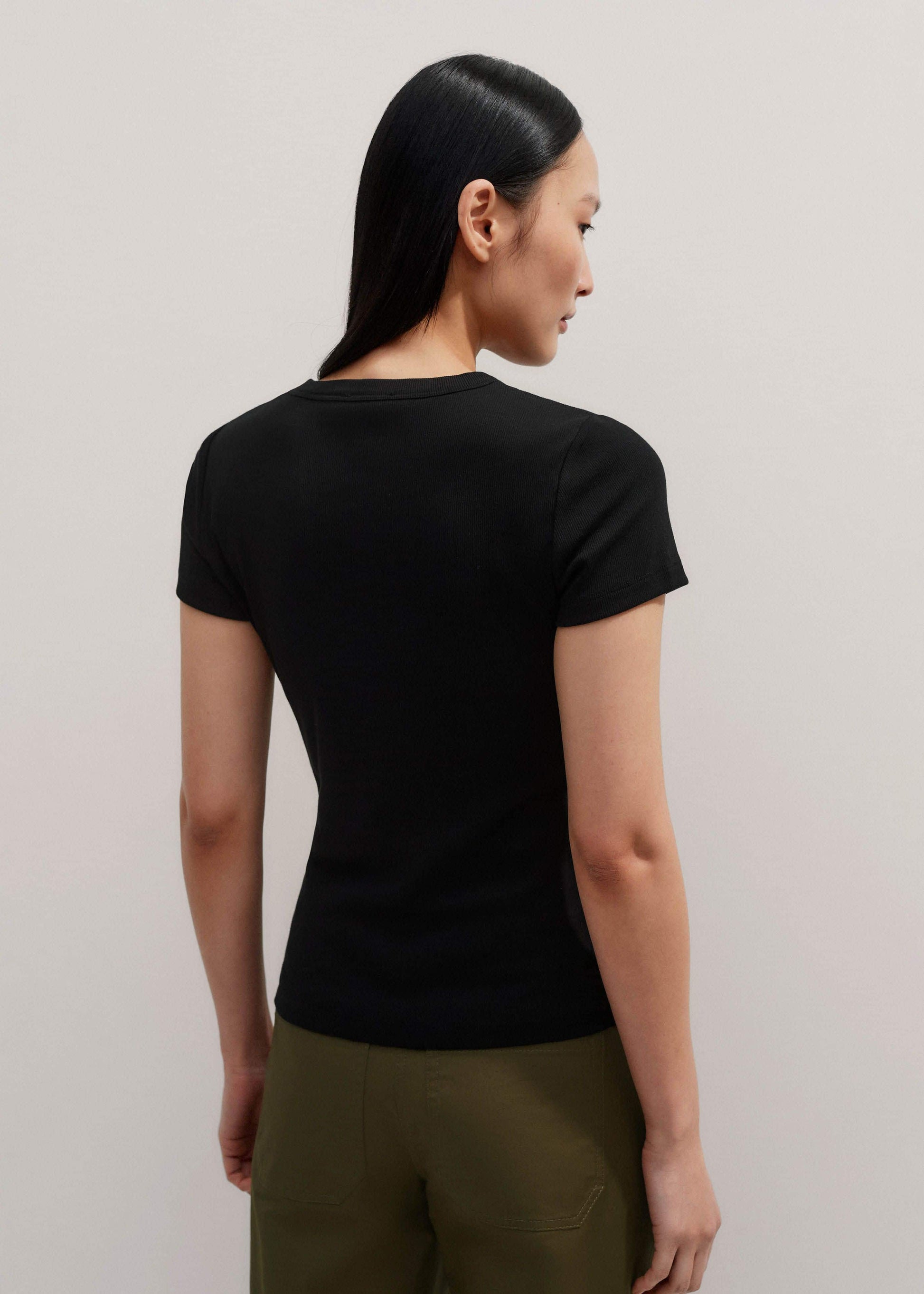 Black Ultimate Fitted Rib Crew Neck Tee
