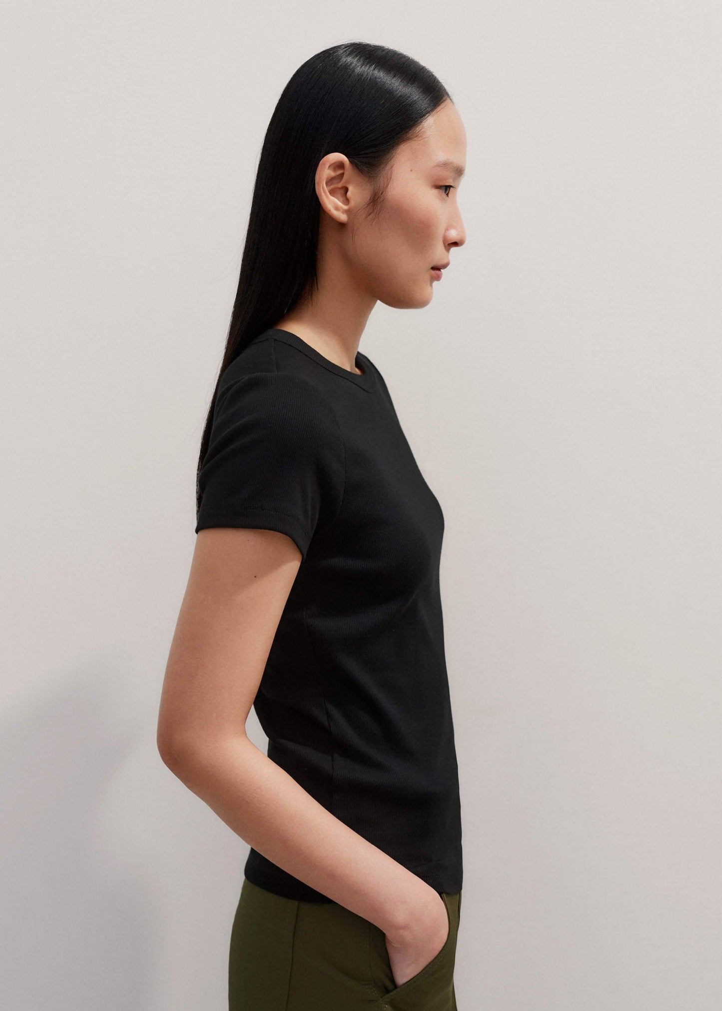Black Ultimate Fitted Rib Crew Neck Tee