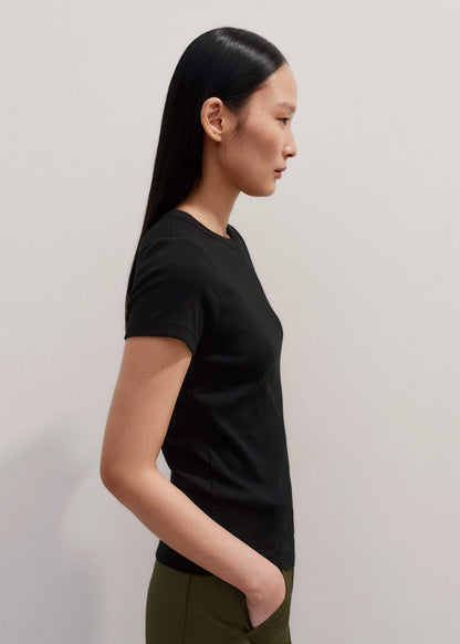 Black Ultimate Fitted Rib Crew Neck Tee