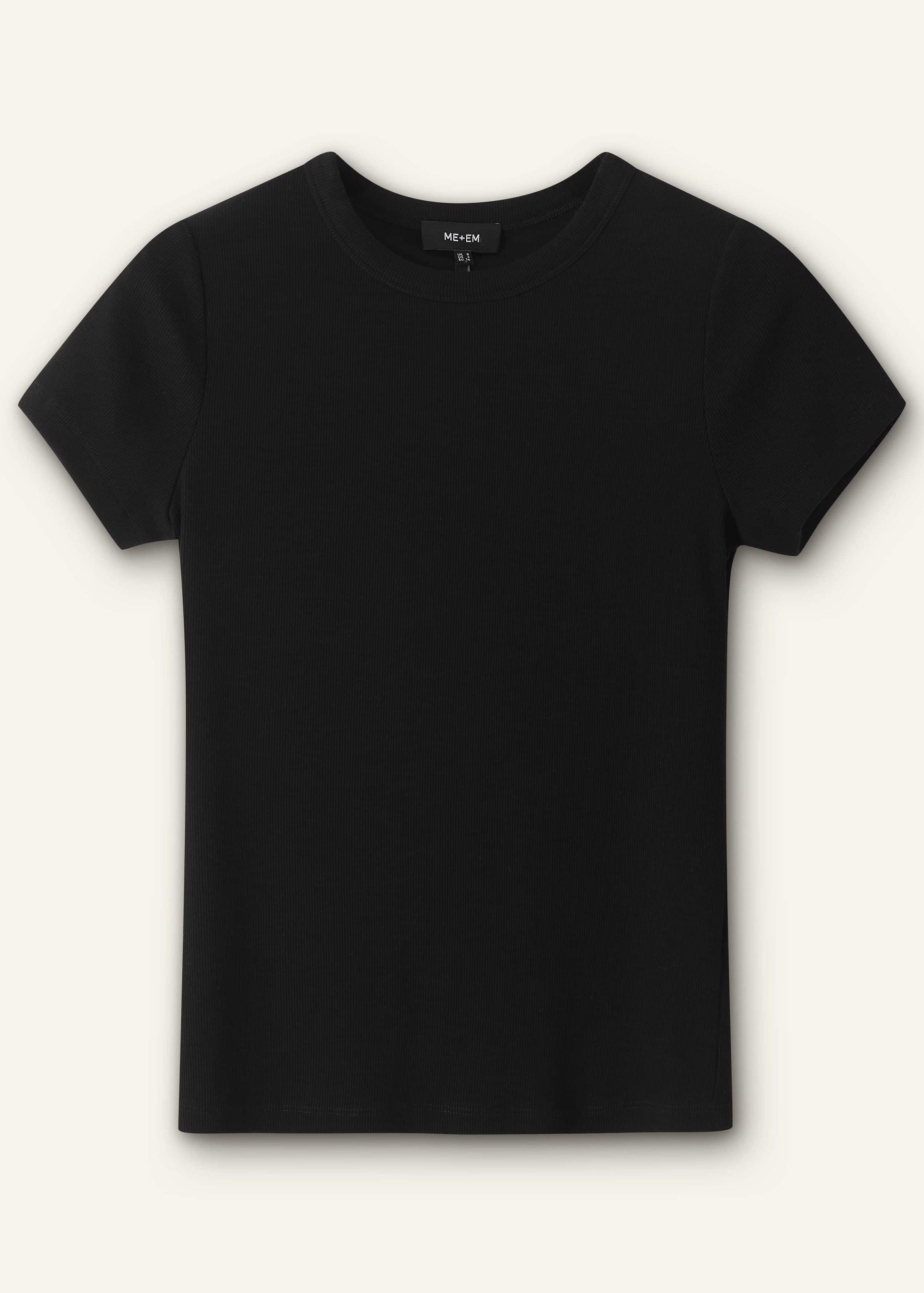 Black Ultimate Fitted Rib Crew Neck Tee