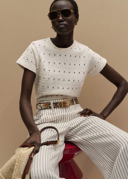 Cream Cutout Baby Tee