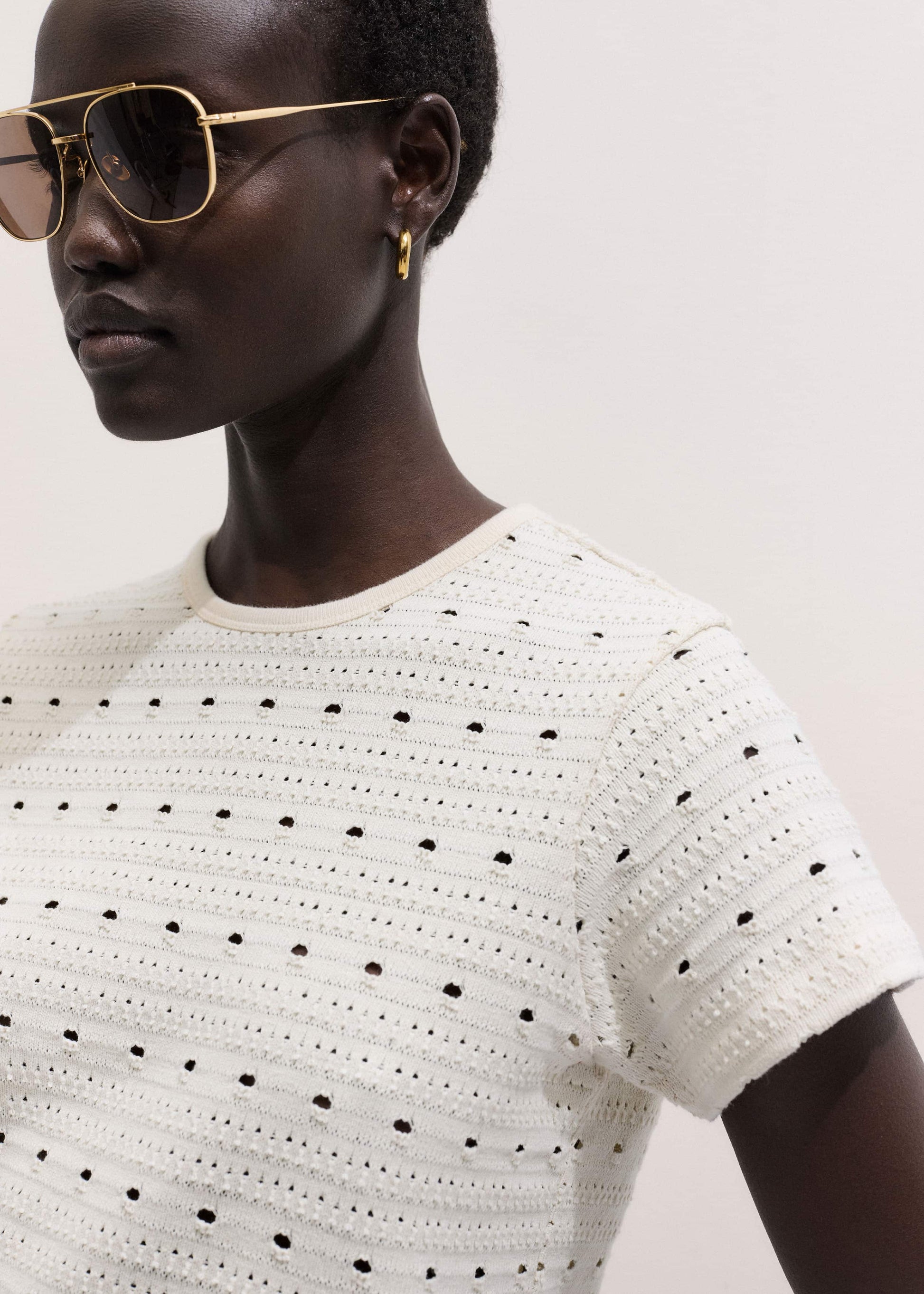 Cream Cutout Baby Tee