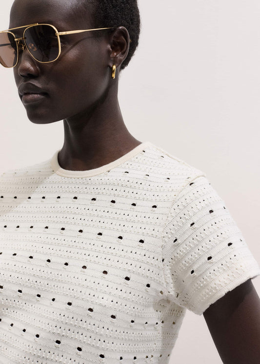 Cream Cutout Baby Tee