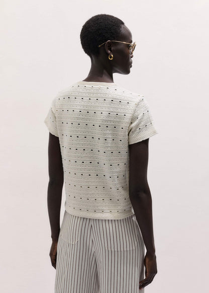 Cream Cutout Baby Tee
