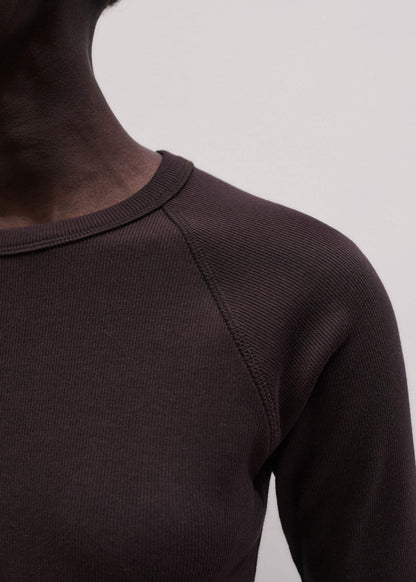 Brown Raglan Crop Tee