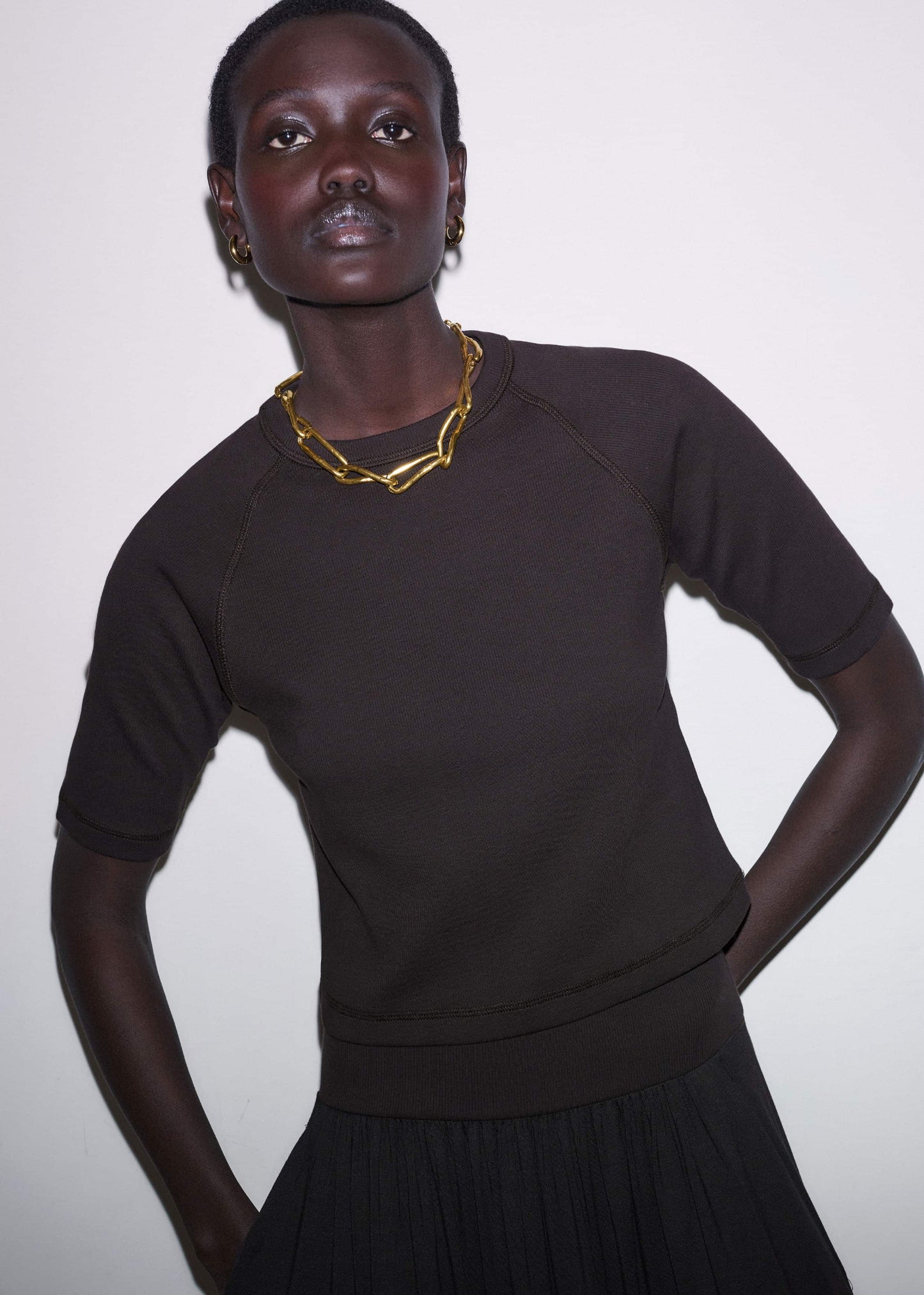 Brown Raglan Crop Tee