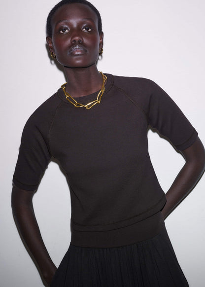 Brown Raglan Crop Tee