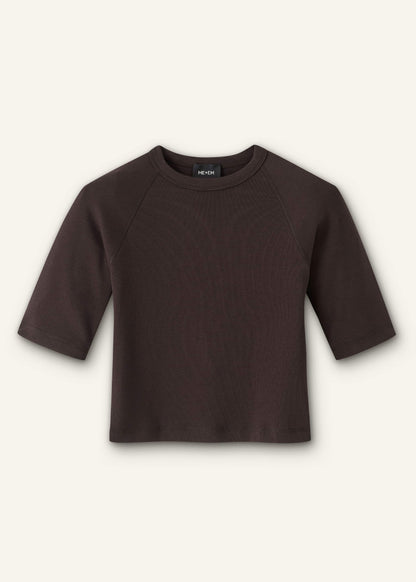 Brown Raglan Crop Tee