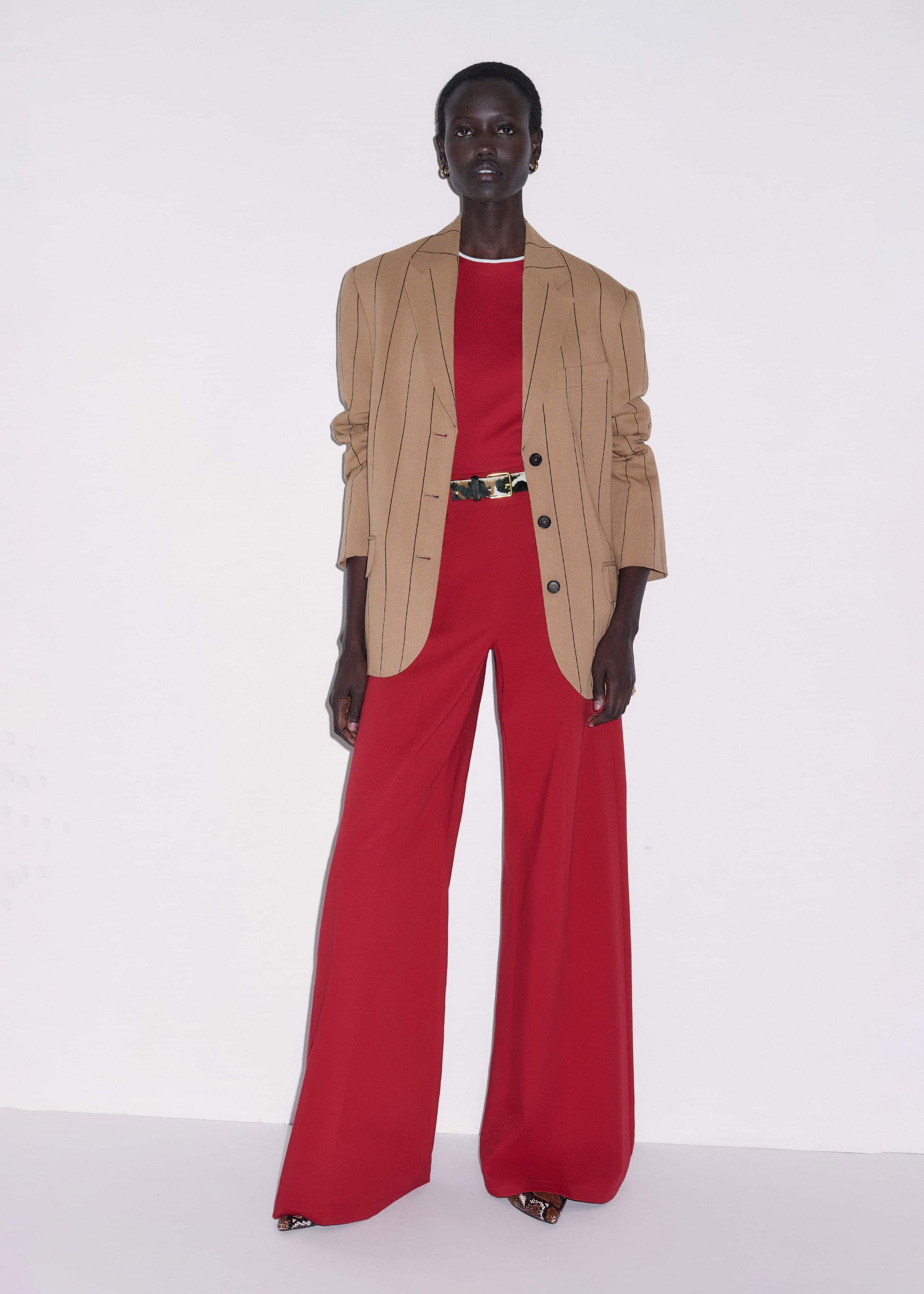 Red Contrast Trim Slim Tee