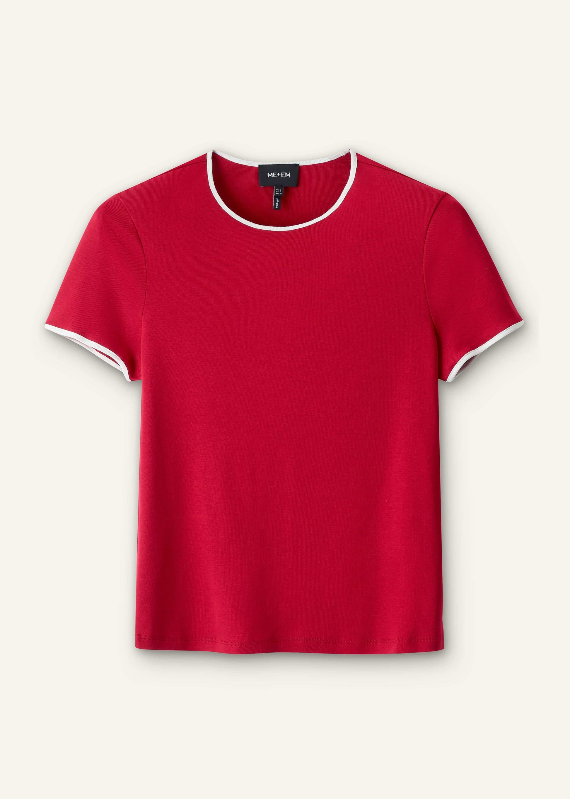 Red Contrast Trim Slim Tee