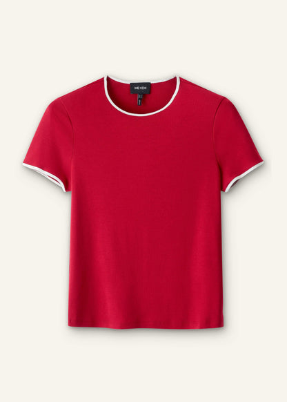 Red Contrast Trim Slim Tee