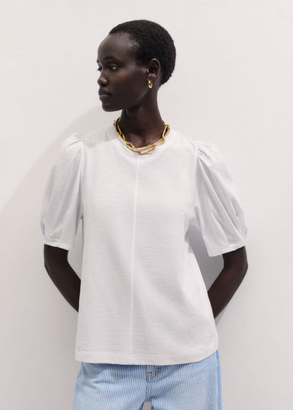 White Feminine Sleeve Swing Top