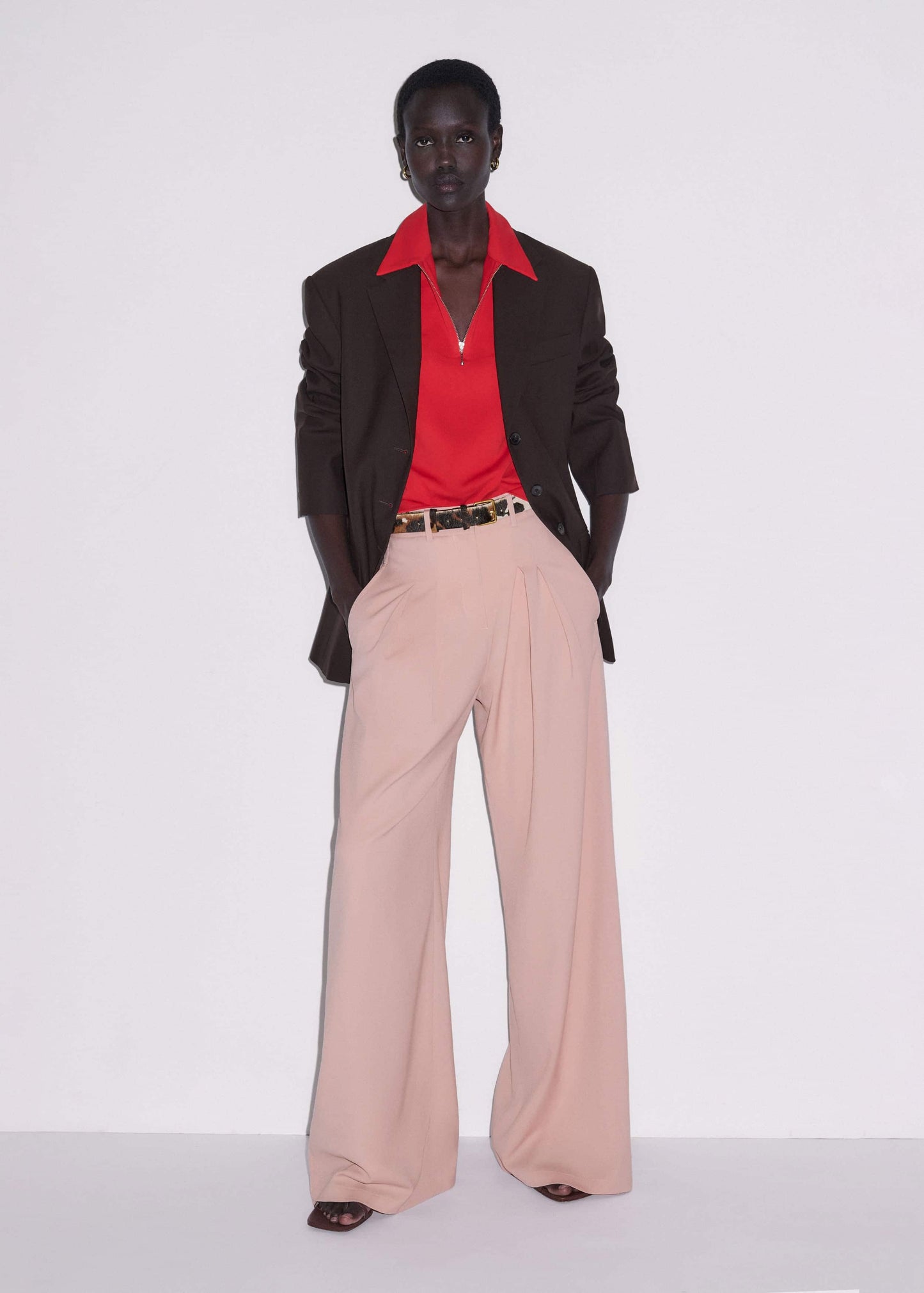 Red Cap Sleeve Polo Top