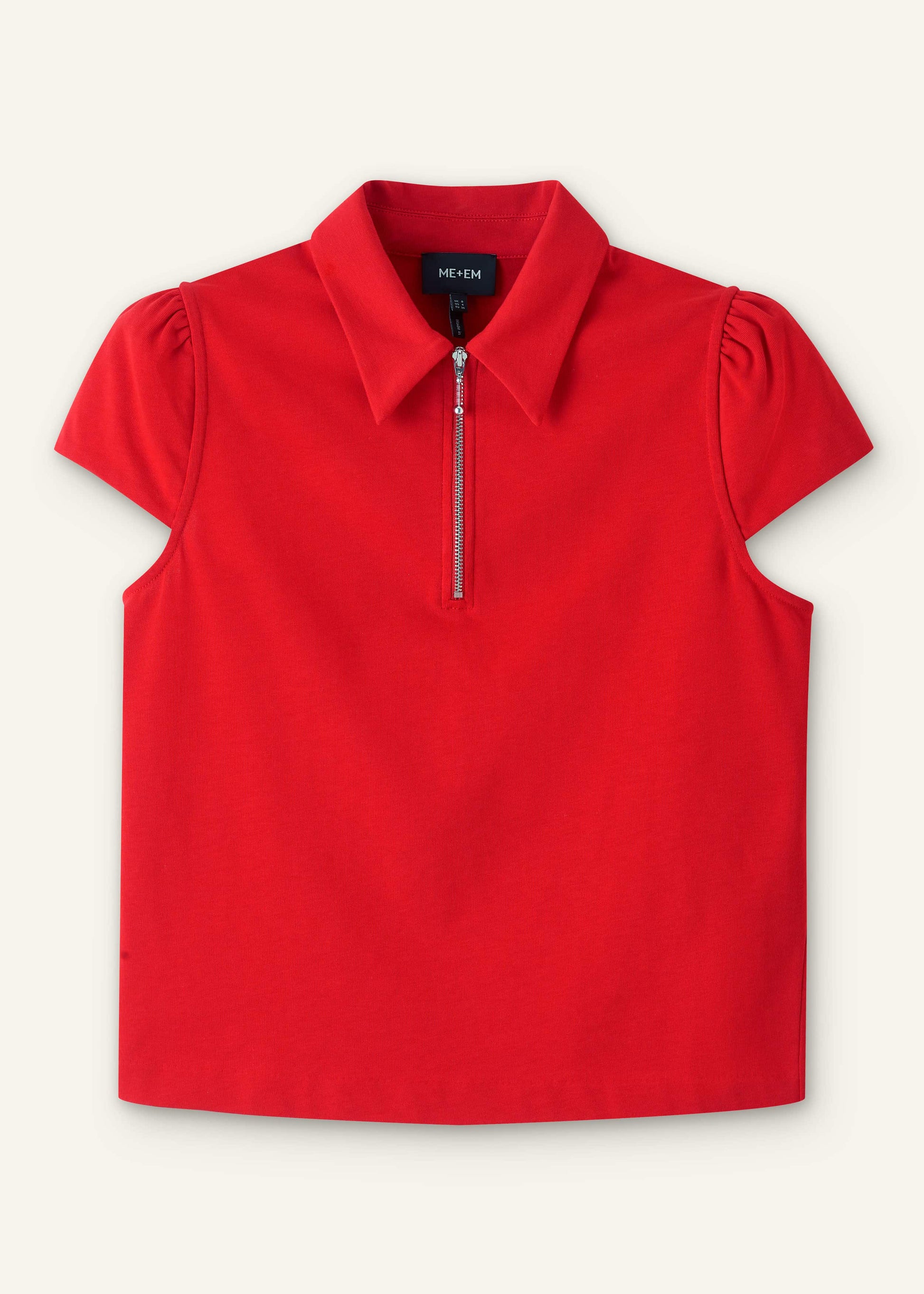 Red Cap Sleeve Polo Top