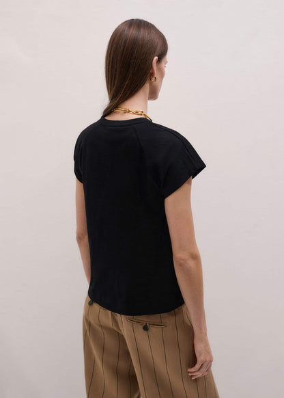 Black Open Placket Swing Top