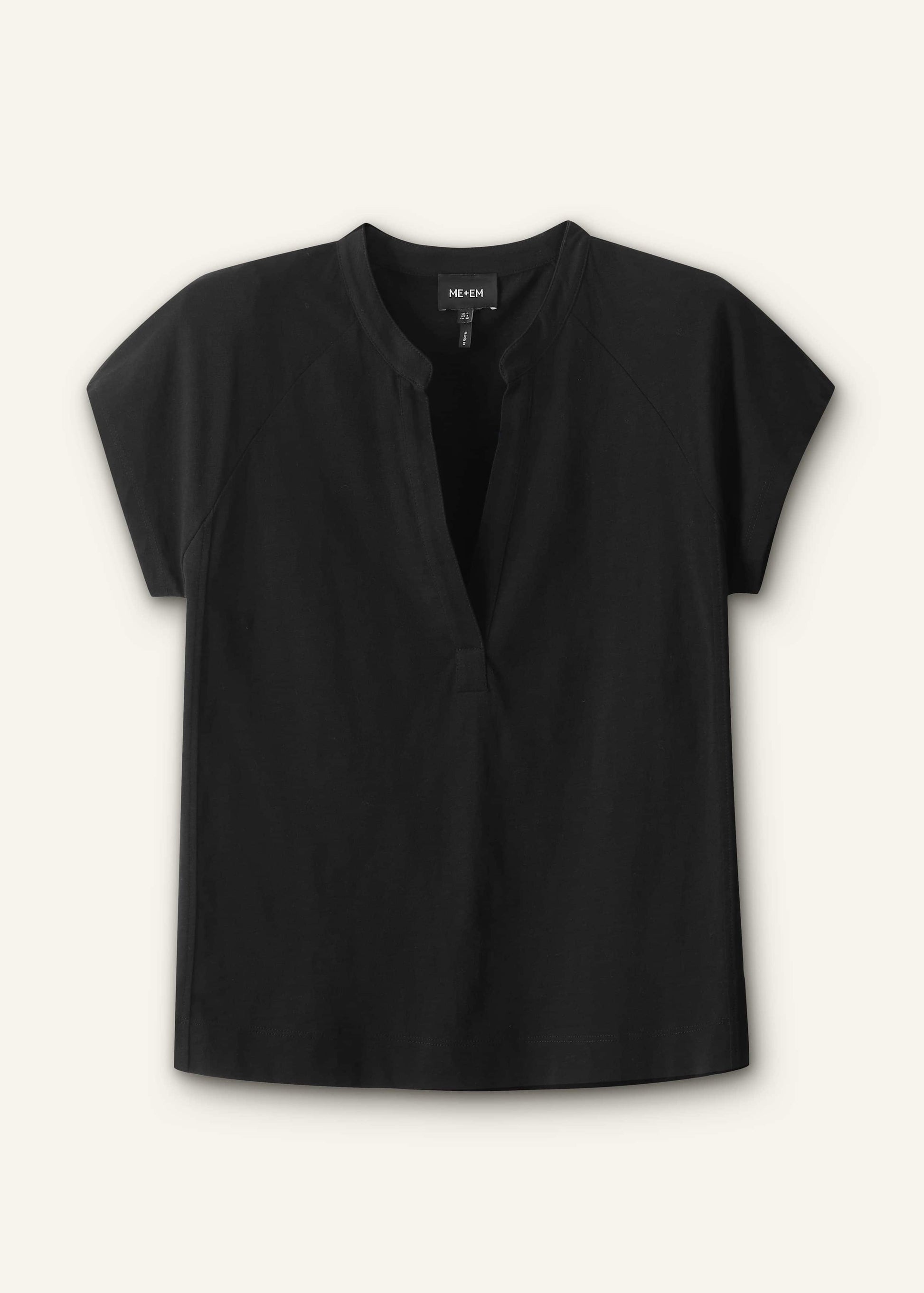 Black Open Placket Swing Top