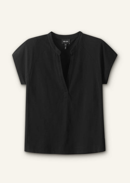 Black Open Placket Swing Top