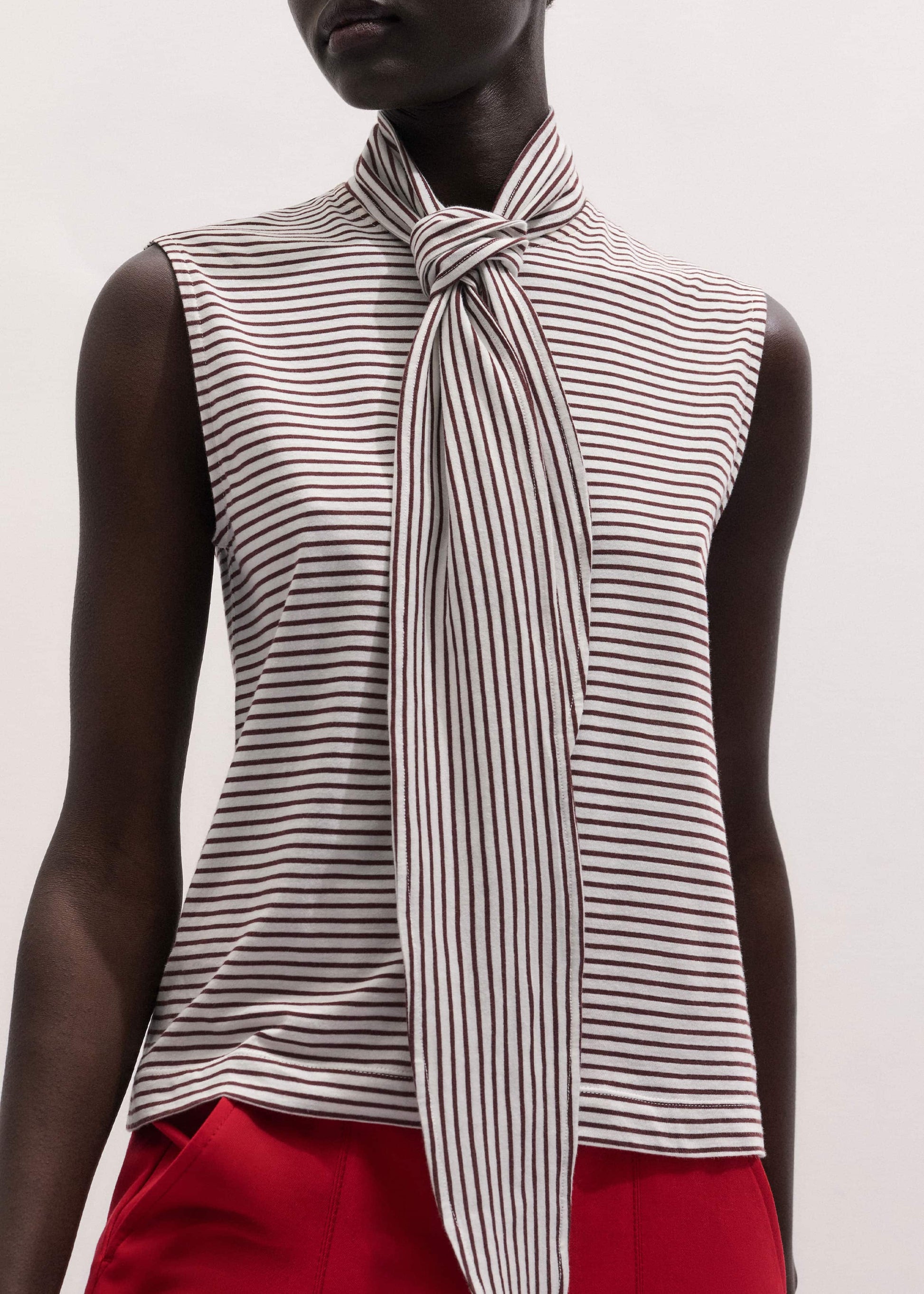 Brown Scarf Neck Tank
