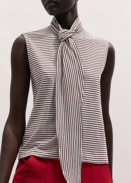 Brown Scarf Neck Tank