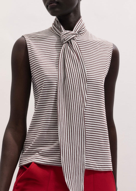Brown Scarf Neck Tank