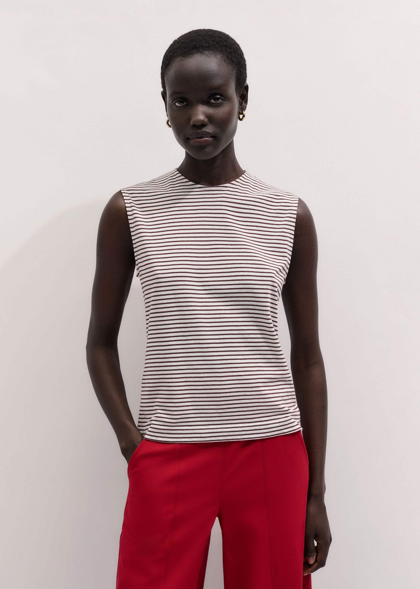 Brown Scarf Neck Tank