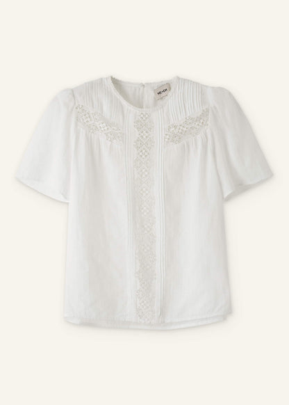 White Embroidered Cutout Tee