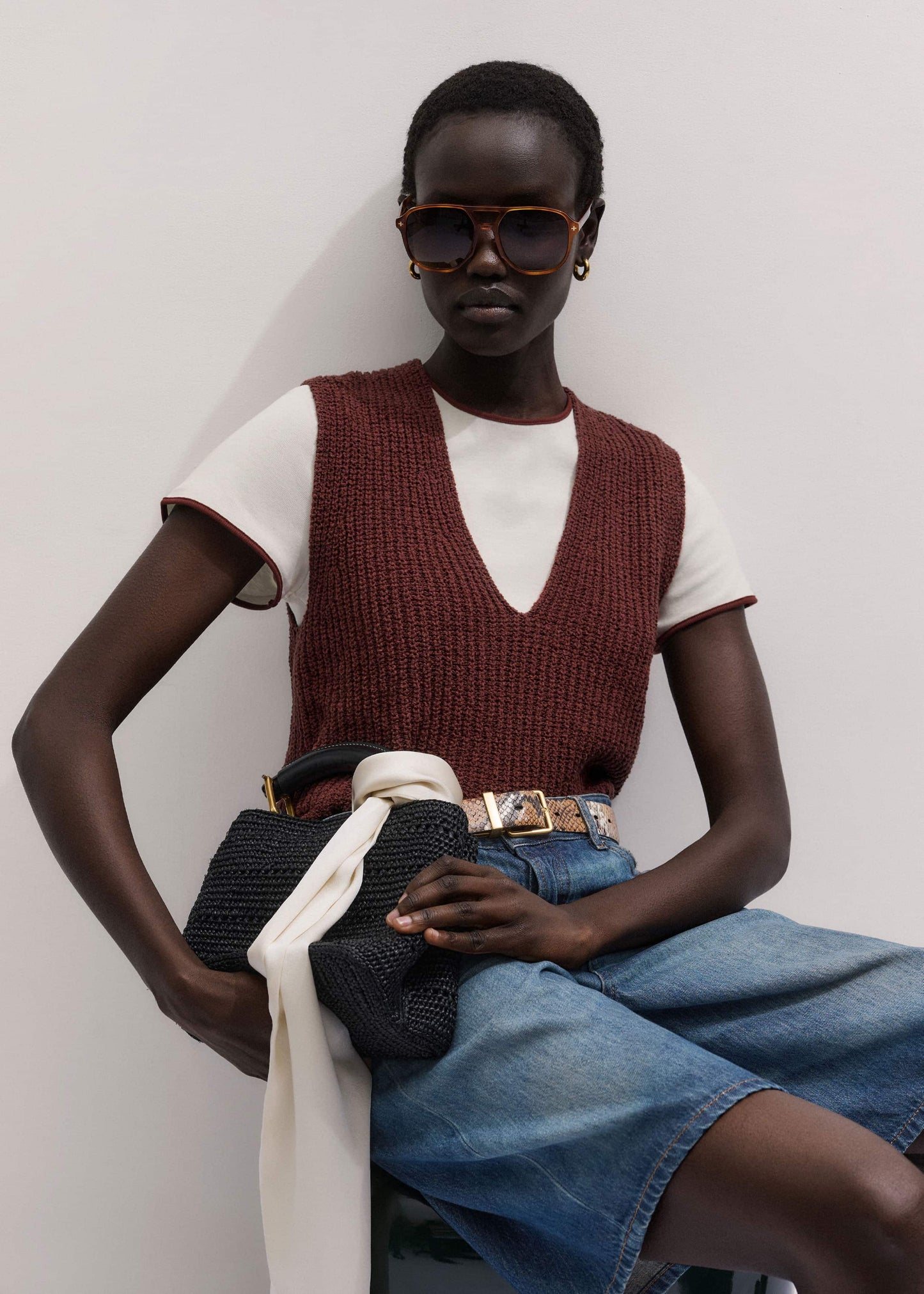 Cinnamon Brown Relaxed Knit Vest