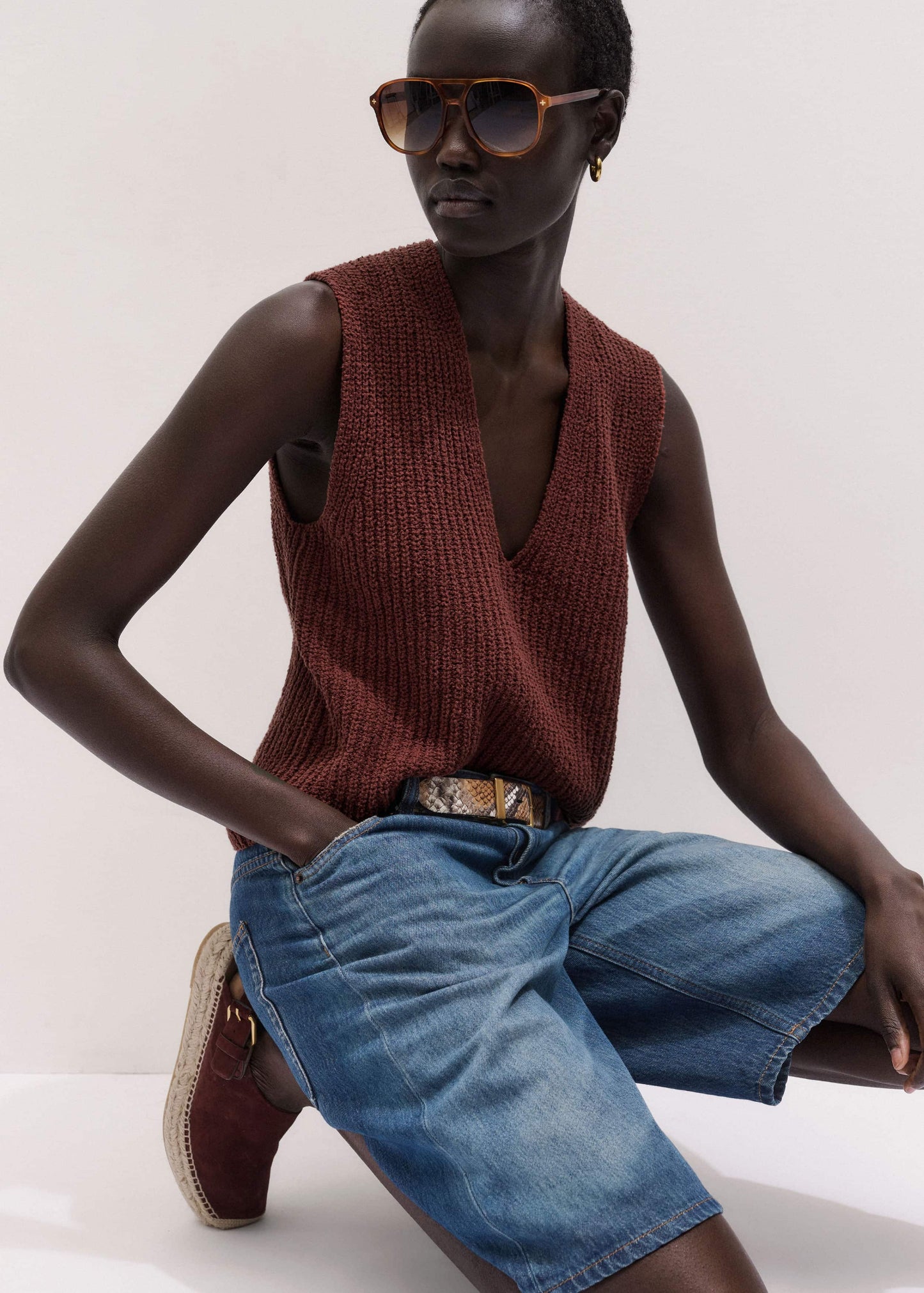 Cinnamon Brown Relaxed Knit Vest