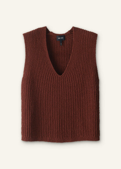 Cinnamon Brown Relaxed Knit Vest