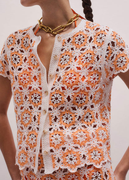 Floral Crochet Orange Beach Baby Tee