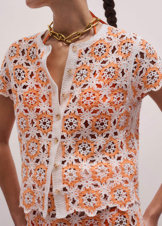 Floral Crochet Orange Beach Baby Tee