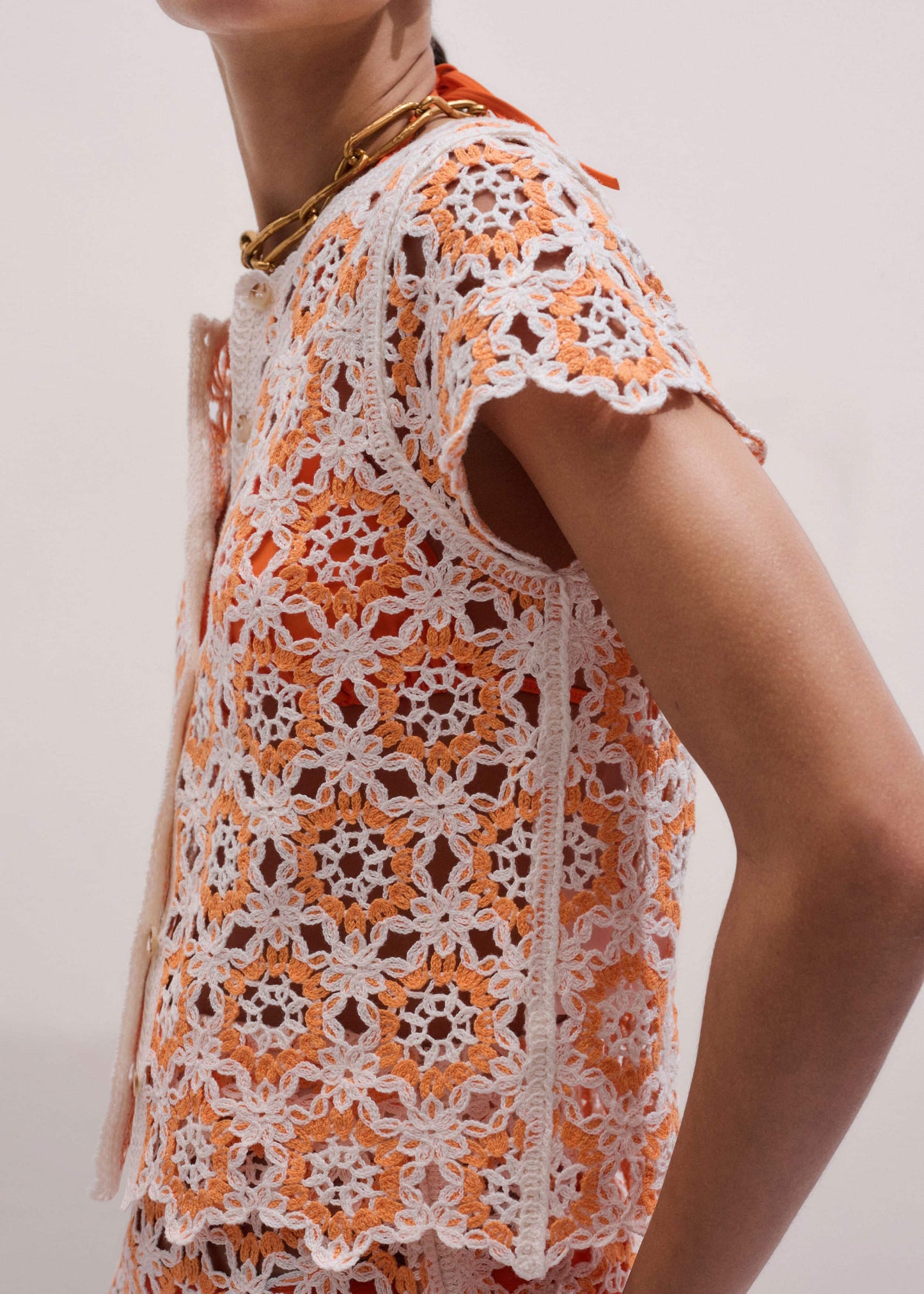 Floral Crochet Orange Beach Baby Tee