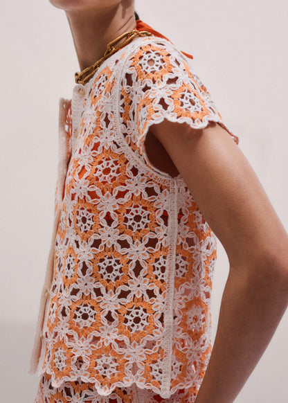 Floral Crochet Orange Beach Baby Tee